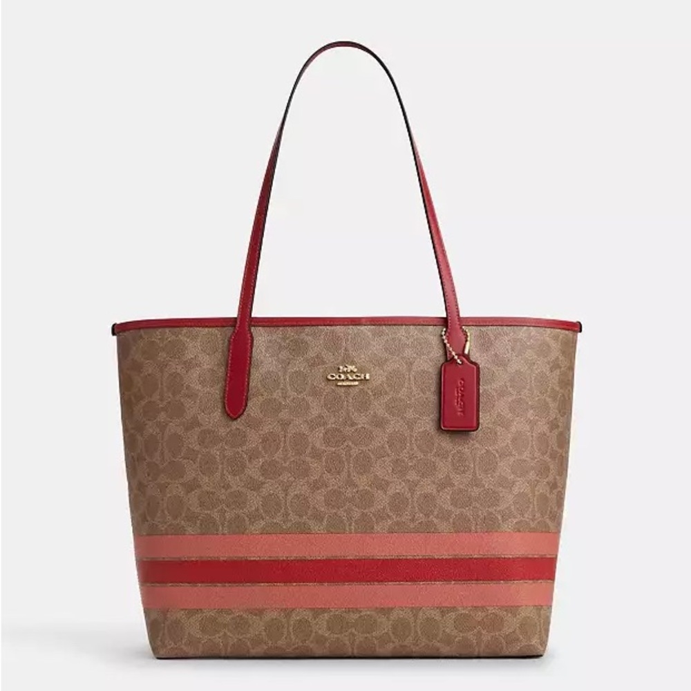 City Tote Bag In Signature Canvas With Stripe